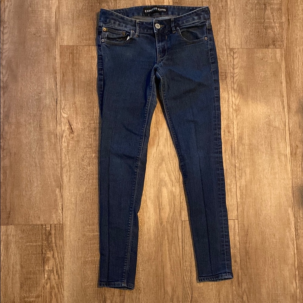 Express Blue Low Rise Skinny Jeans with Stretchy Fit